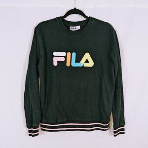 FILA Pullover Black & Multicolored Sweatshirt Size L